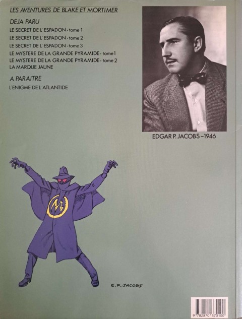 Verso de l'album Blake et Mortimer Tome 6 La marque jaune