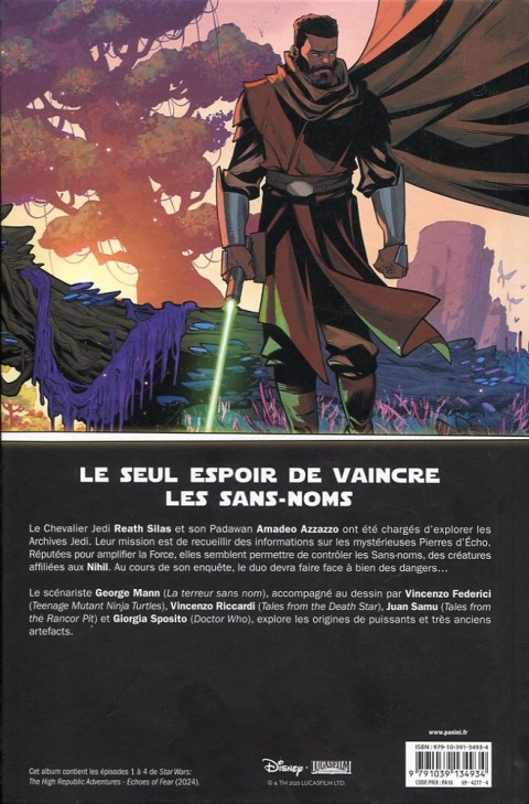 Verso de l'album Star Wars : La Haute République - Les aventures Les échos de la peur