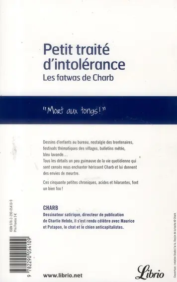 Verso de l'album Petit traité d'intolérance
