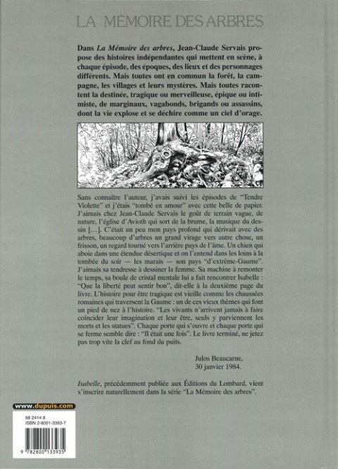 Verso de l'album La Mémoire des arbres Tome 9 Isabelle