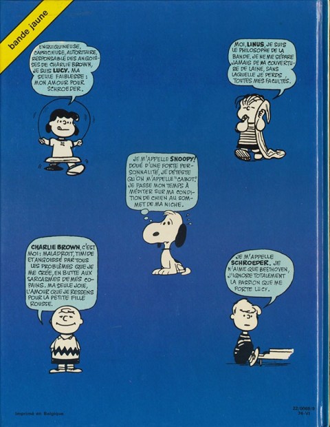 Verso de l'album Peanuts Tome 1 Les amours de Snoopy