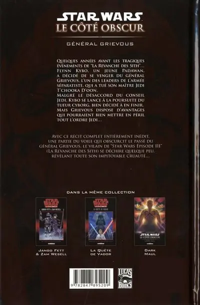Verso de l'album Star Wars - Le côté obscur Tome 4 Général Grievous