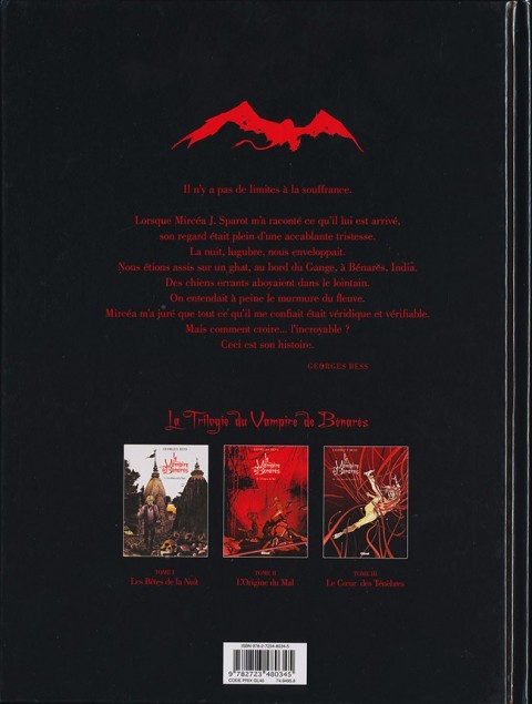 Verso de l'album Le Vampire de Benarès Tome 3 Le Cœur des Ténébres