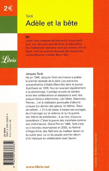 Verso de l'album Les Aventures Extraordinaires d'Adèle Blanc-Sec Tome 1 Adèle et la bête
