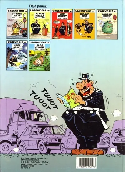Verso de l'album L'Agent 212 Tome 6 Ronde de nuit