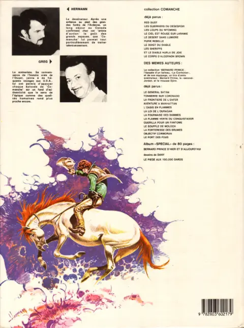 Verso de l'album Comanche Tome 3 Les loups du Wyoming