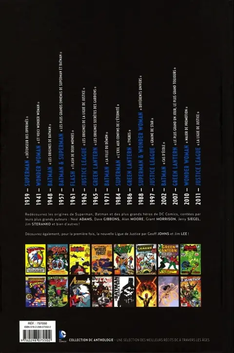 Verso de l'album DC Comics Anthologie