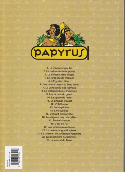 Verso de l'album Papyrus Tome 1 La momie engloutie