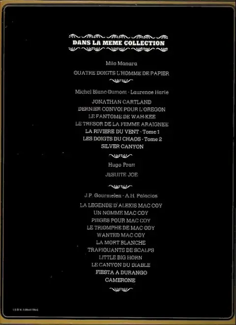 Verso de l'album Quatre doigts - L'Homme de papier