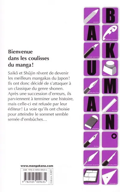 Verso de l'album Bakuman Tome 3 Débuts et impatience