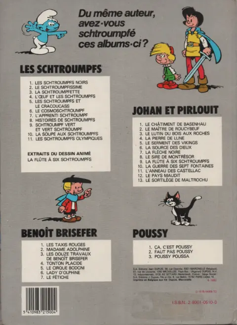 Verso de l'album Les Schtroumpfs Tome 10 La soupe aux Schtroumpfs