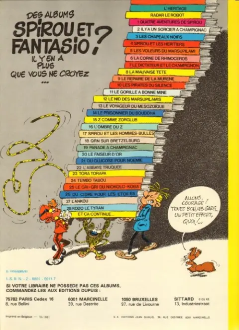 Verso de l'album Spirou et Fantasio Tome 9 Le repaire de la murène