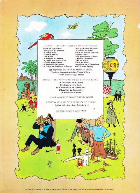 Verso de l'album Tintin Tome 6 L'oreille cassée