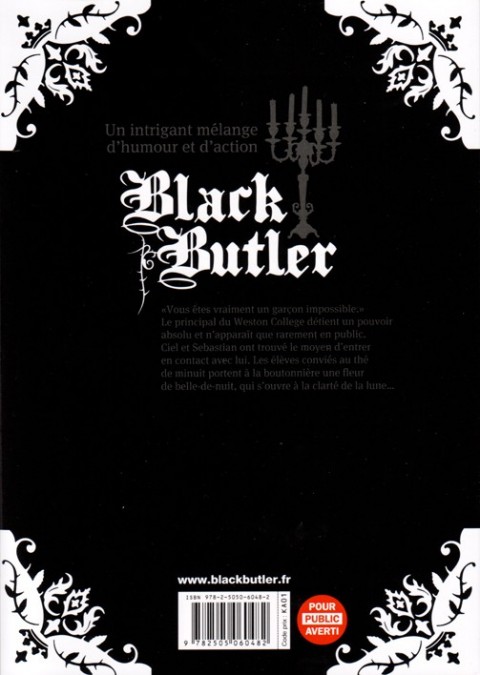 Verso de l'album Black Butler 17 Black Home Delivery