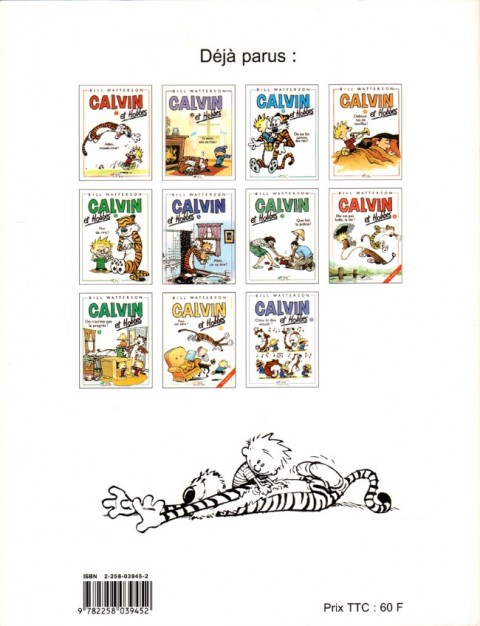 Verso de l'album Calvin et Hobbes Tome 12 Quelque chose bave sous le lit !