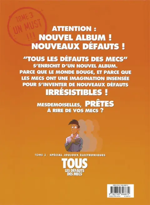 Verso de l'album Jim et ses copains Tome 21 Tous les défauts des mecs 3 - Et leurs joujoux électroniques