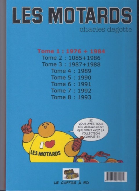 Verso de l'album Les Motards Intégrale Tome 1 1976 + 1984