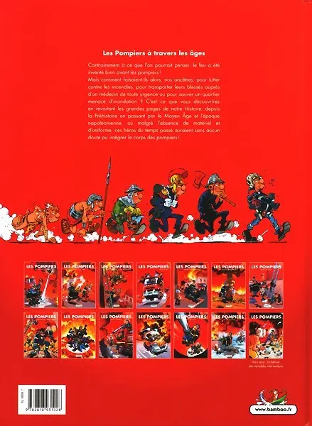 Verso de l'album Les Pompiers Les Pompiers à travers les âges