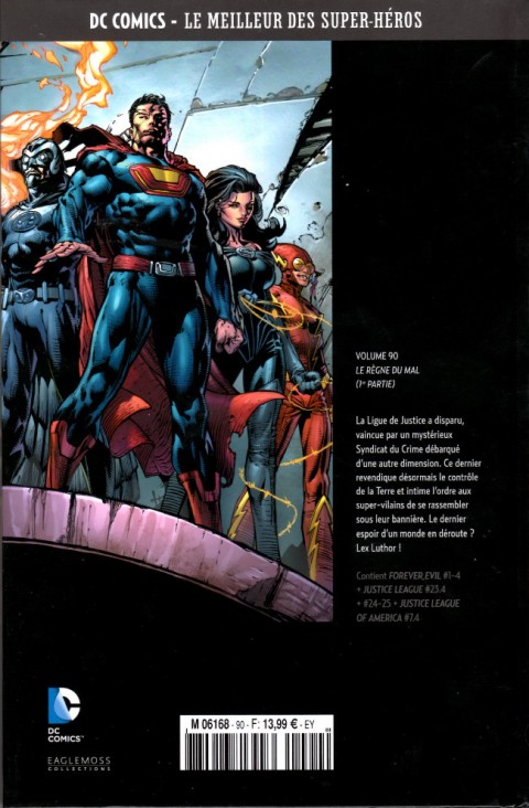 Verso de l'album DC Comics - Le Meilleur des Super-Héros Volume 90 Justice League - Le Règne du Mal - 1re partie