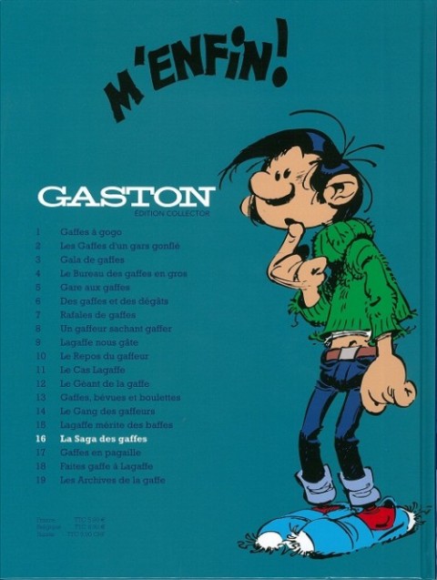 Verso de l'album Gaston Édition Collector (Télé 7 jours) Tome 16 La saga des gaffes