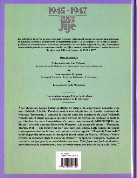 Verso de l'album Tout Jijé Tome 15 1945-1947