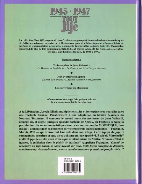 Verso de l'album Tout Jijé Tome 15 1945-1947