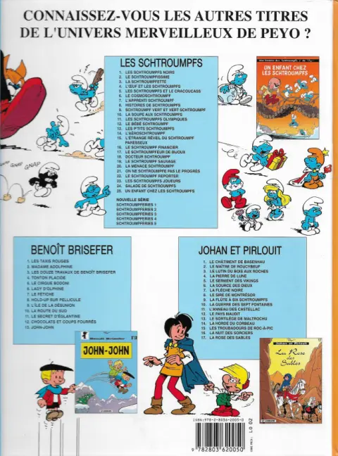 Verso de l'album Les Schtroumpfs Tome 23 Les Schtroumpfs joueurs