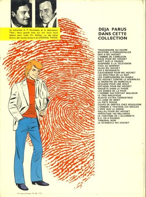 Verso de l'album Ric Hochet Tome 16 Requiem pour une idole