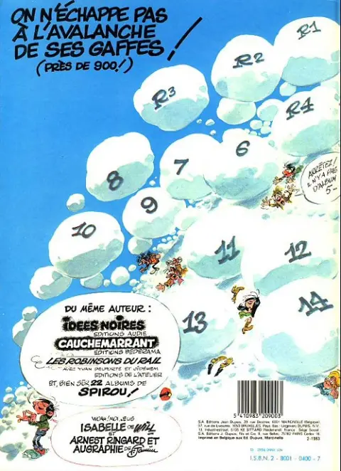 Verso de l'album Gaston Tome 12 Le gang des gaffeurs