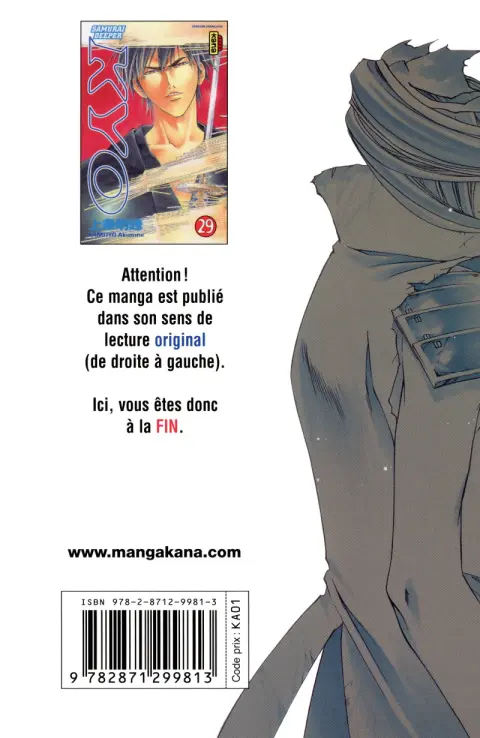 Verso de l'album Samurai Deeper Kyo 29