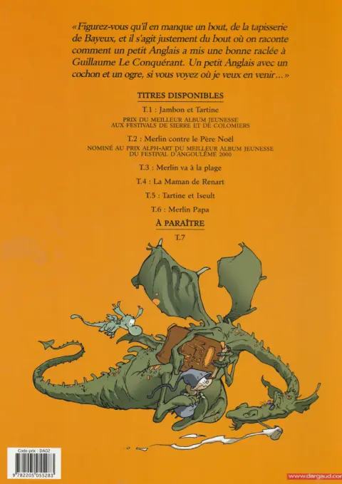 Verso de l'album Merlin Tome 3