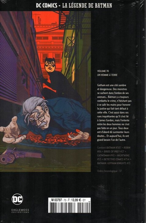 Verso de l'album DC Comics - La légende de Batman Volume 70 Un homme à terre