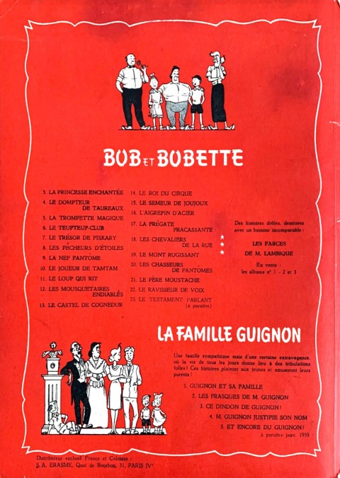 Verso de l'album Bob et Bobette Tome 14 Le roi du cirque