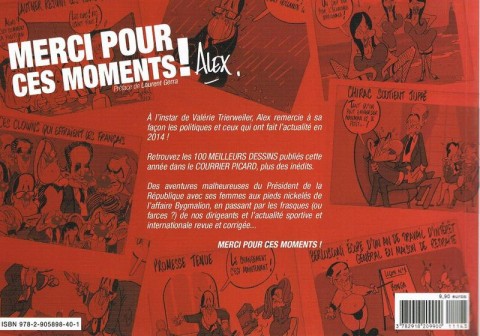 Verso de l'album Alex - Dessins de presse Merci pour ces moments - les 100 meilleurs dessins 2014 + des inédits