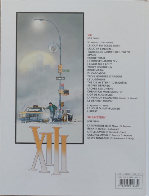 Verso de l'album XIII Tome 1 Le Jour du soleil noir
