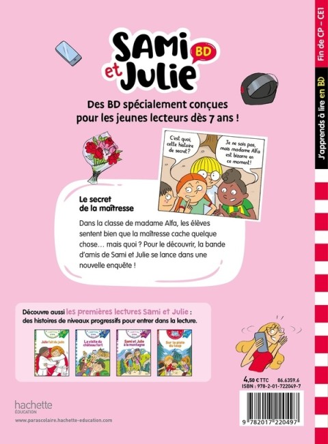 Verso de l'album Sami et Julie Le secret de la maîtresse