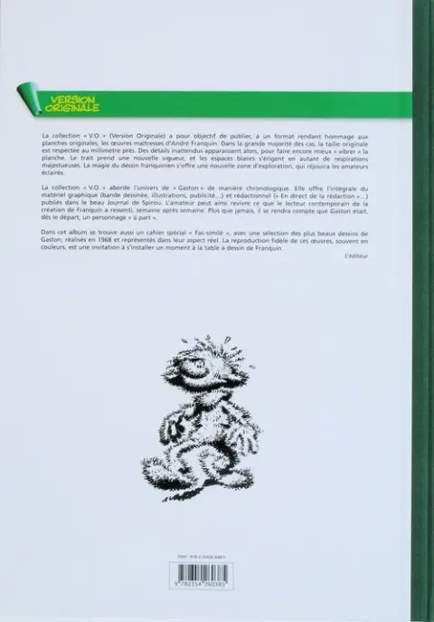 Verso de l'album Gaston L'intégrale (Version Originale) Tome 7 Gaston 1968