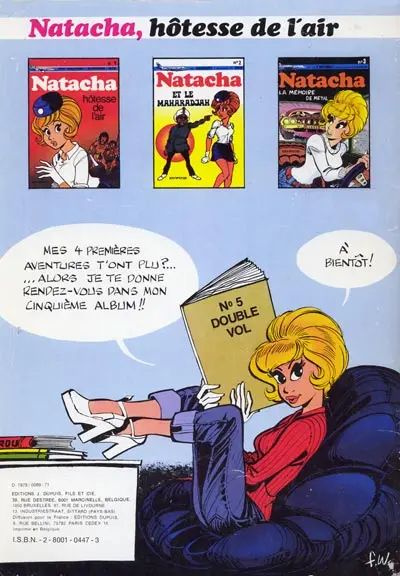 Verso de l'album Natacha Tome 4 Un trône pour Natacha