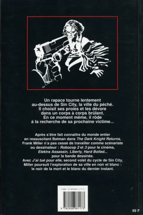 Verso de l'album Sin City Tome 2 J'ai tué pour elle
