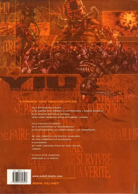 Verso de l'album Yiu Premières missions Tome 1 L'armée des néo-déchets