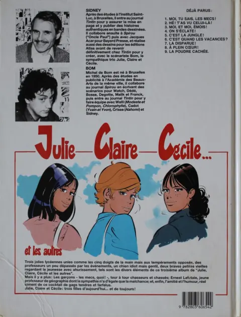 Verso de l'album Julie, Claire, Cécile Tome 3 Moi, et moi, émois !
