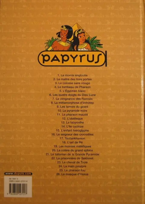 Verso de l'album Papyrus Tome 1 La momie engloutie