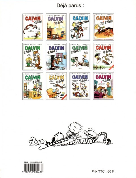 Verso de l'album Calvin et Hobbes Tome 13 Enfin seuls !