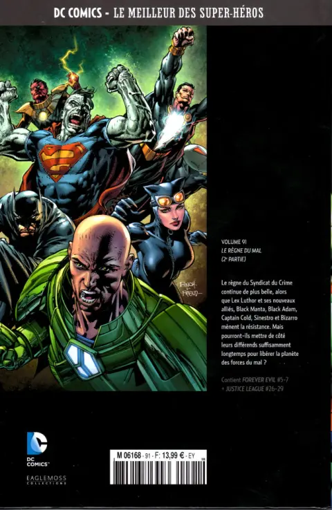 Verso de l'album DC Comics - Le Meilleur des Super-Héros Volume 91 Justice League - Le Règne du Mal - 2e partie