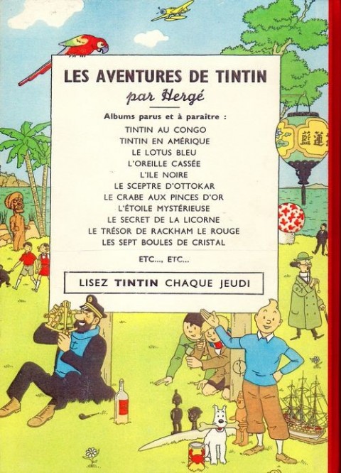 Verso de l'album Tintin Tintin contre Kuifje