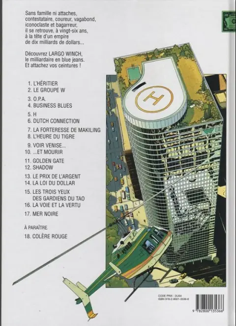 Verso de l'album Largo Winch Tome 14 La loi du dollar