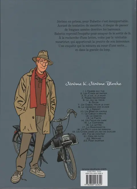 Verso de l'album Jérôme K. Jérôme Bloche Tome 16 La lettre