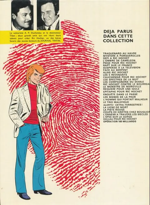 Verso de l'album Ric Hochet Tome 16 Requiem pour une idole