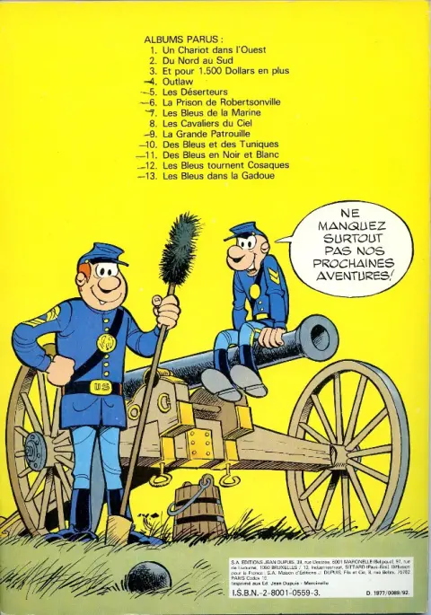 Verso de l'album Les Tuniques Bleues Tome 12 Les Bleus tournent cosaques