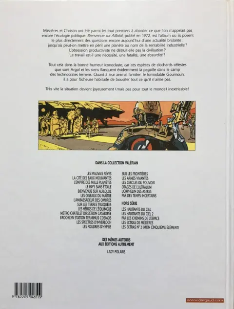 Verso de l'album Valérian Tome 4 Bienvenue sur Alflolol